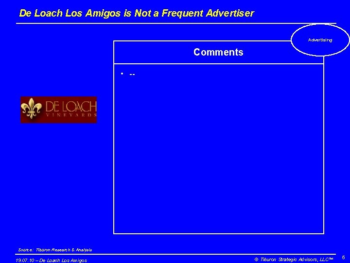 De Loach Los Amigos is Not a Frequent Advertiser Advertising Comments • -- Source: