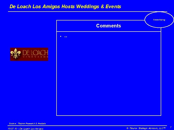 De Loach Los Amigos Hosts Weddings & Events Advertising Comments • -- Source: Tiburon
