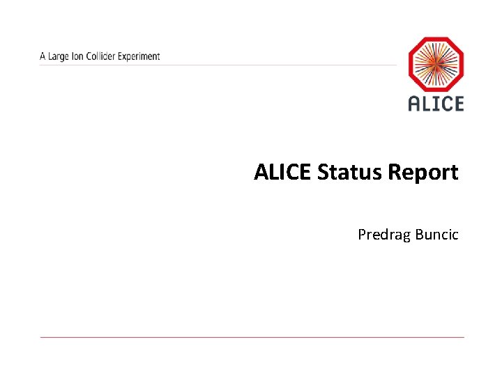 ALICE Status Report Predrag Buncic 