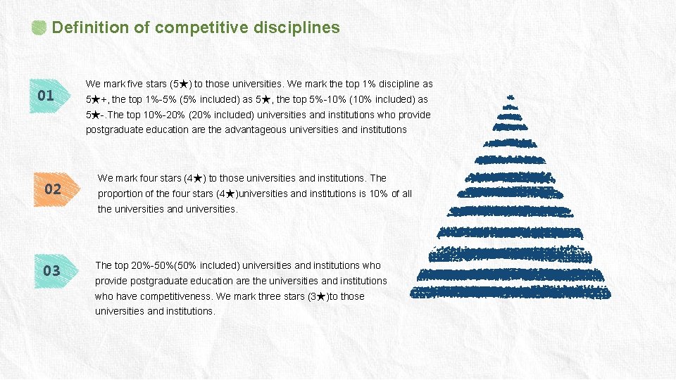 Definition of competitive disciplines 01 We mark five stars (5★) to those universities. We