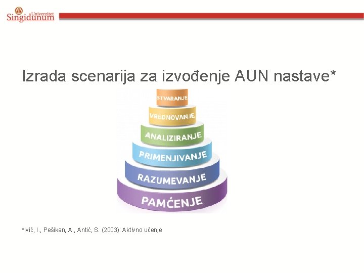 Izrada scenarija za izvođenje AUN nastave* *Ivić, I. , Pešikan, A. , Antić, S.