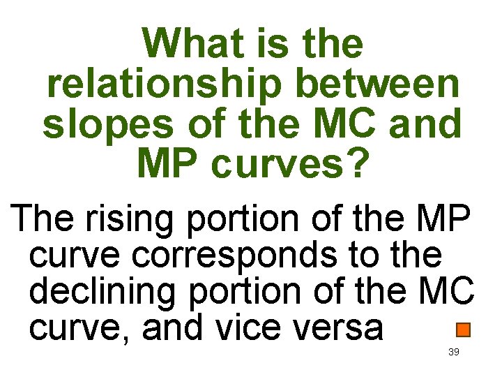 What is the relationship between slopes of the MC and MP curves? The rising