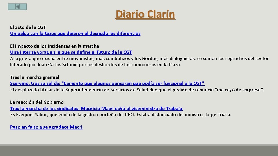 Diario Clarín El acto de la CGT Un palco con faltazos que dejaron al Diario Clarín El acto de la CGT Un palco con faltazos que dejaron al
