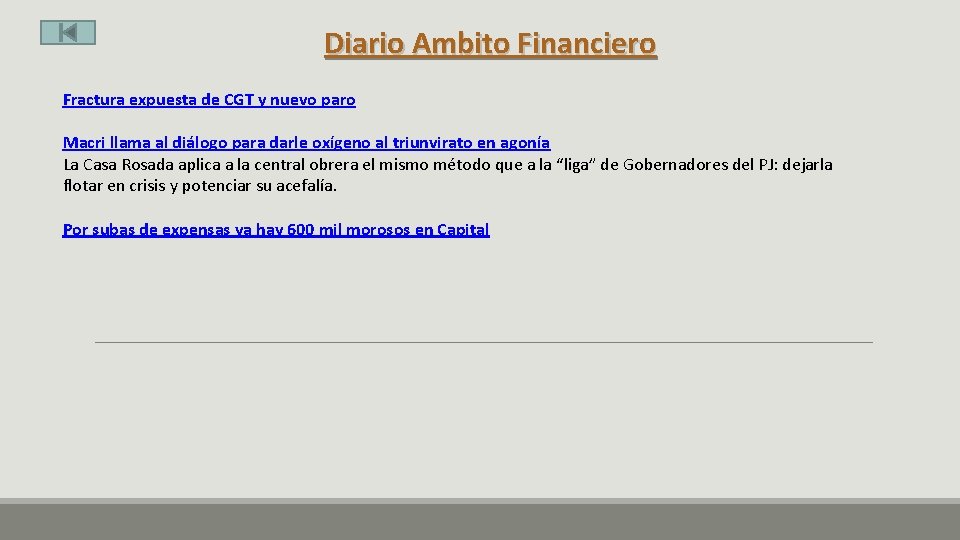 Diario Ambito Financiero Fractura expuesta de CGT y nuevo paro Macri llama al diálogo Diario Ambito Financiero Fractura expuesta de CGT y nuevo paro Macri llama al diálogo