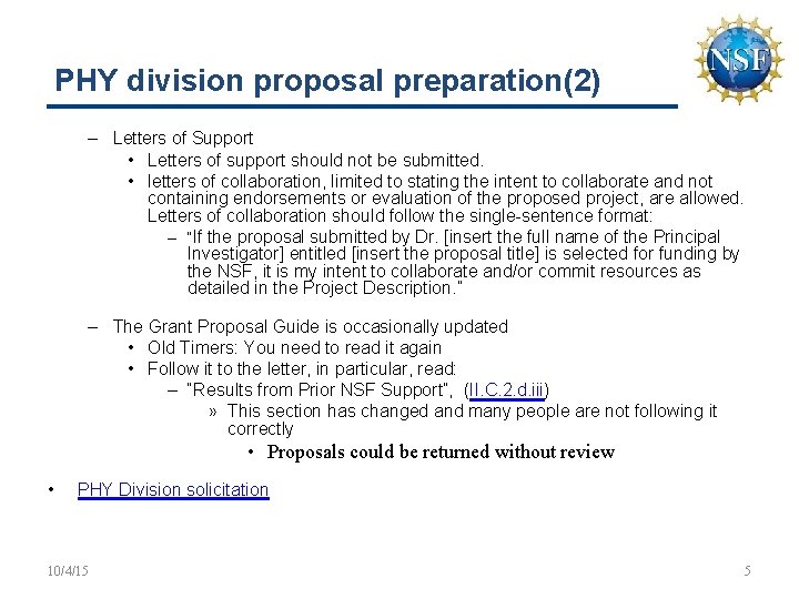 PHY division proposal preparation(2) – Letters of Support • Letters of support should not