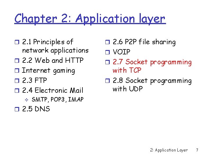 Chapter 2: Application layer r 2. 1 Principles of r r network applications 2.