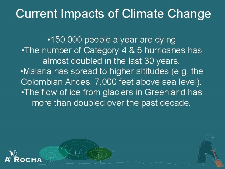 Current Impacts of Climate Change • 150, 000 people a year are dying •