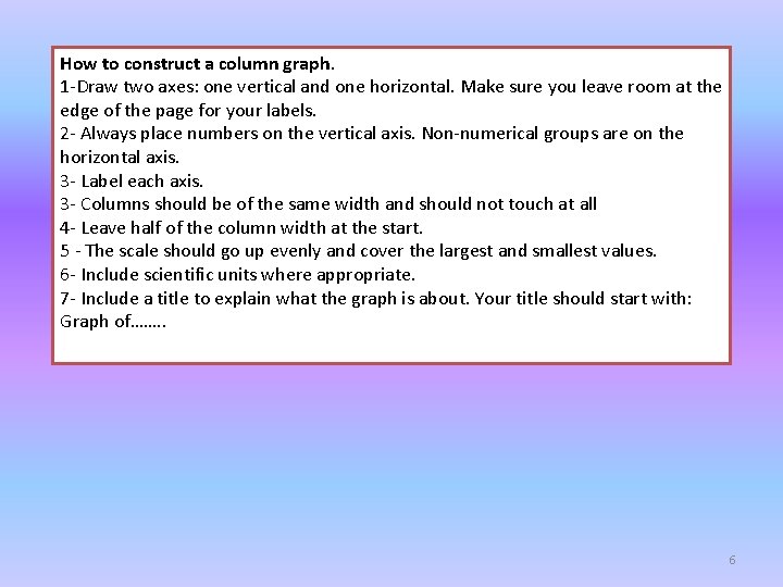 How to construct a column graph. 1 -Draw two axes: one vertical and one