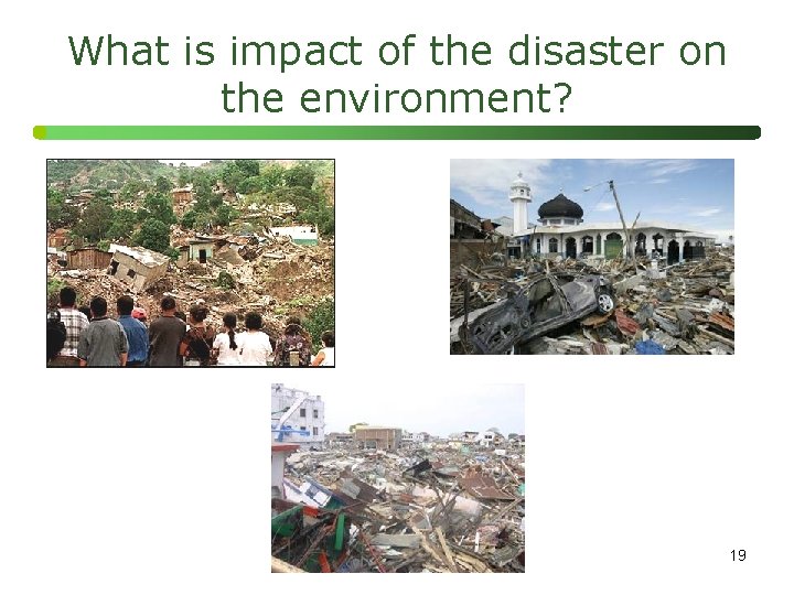 What is impact of the disaster on the environment? 19 