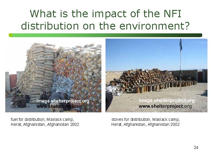 What is the impact of the NFI distribution on the environment? fuel for distribution,