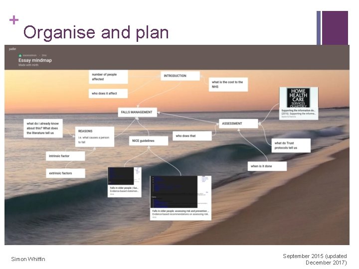 + Organise and plan Simon Whiffin September 2015 (updated December 2017) 