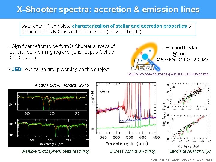 X-Shooter spectra: accretion & emission lines X-Shooter complete characterization of stellar and accretion properties