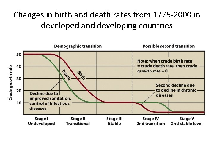 Changes in birth and death rates from 1775 -2000 in developed and developing countries Changes in birth and death rates from 1775 -2000 in developed and developing countries
