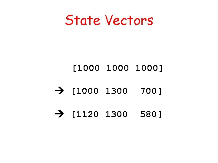 State Vectors [1000] [1000 1300 700] [1120 1300 580] 