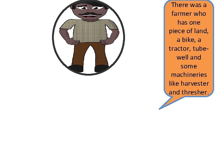 There was a farmer who has one piece of land, a bike, a tractor,