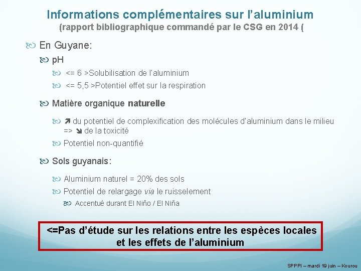 Informations complémentaires sur l’aluminium (rapport bibliographique commandé par le CSG en 2014 ( En