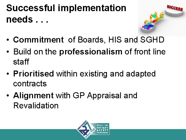 Successful implementation needs. . . • Commitment of Boards, HIS and SGHD • Build
