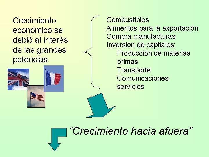 Crecimiento económico se debió al interés de las grandes potencias Combustibles Alimentos para la