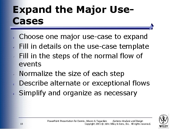 Expand the Major Use. Cases Choose one major use-case to expand Fill in details