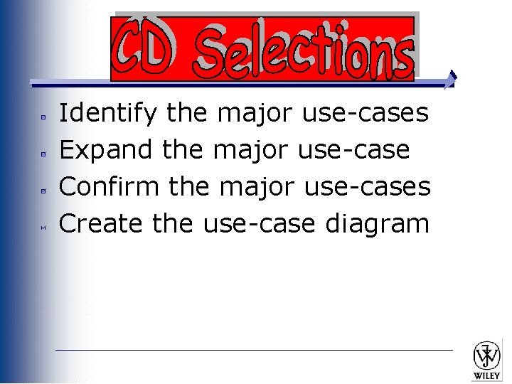 Identify the major use-cases Expand the major use-case Confirm the major use-cases Create the