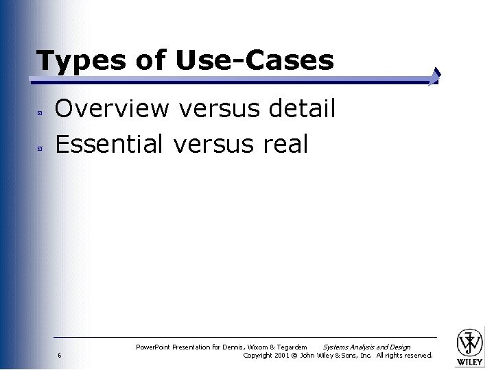 Types of Use-Cases Overview versus detail Essential versus real 6 Power. Point Presentation for