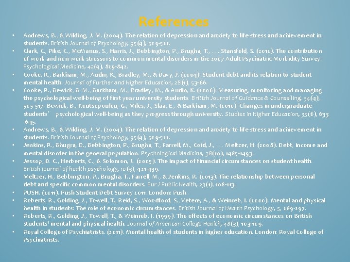 References • • • Andrews, B. , & Wilding, J. M. (2004). The relation