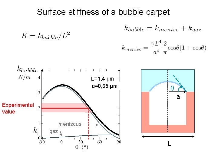 Surface stiffness of a bubble carpet L=1, 4 µm a=0, 65 µm a Experimental