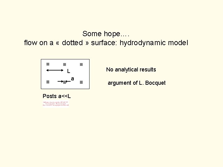 Some hope…. flow on a « dotted » surface: hydrodynamic model No analytical results