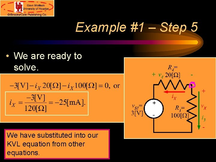 Example #1 – Step 5 • We are ready to solve. We have substituted