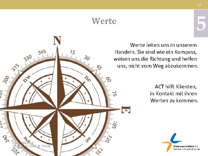 17 Werte 5 Werte leiten uns in unserem Handeln. Sie sind wie ein Kompass,