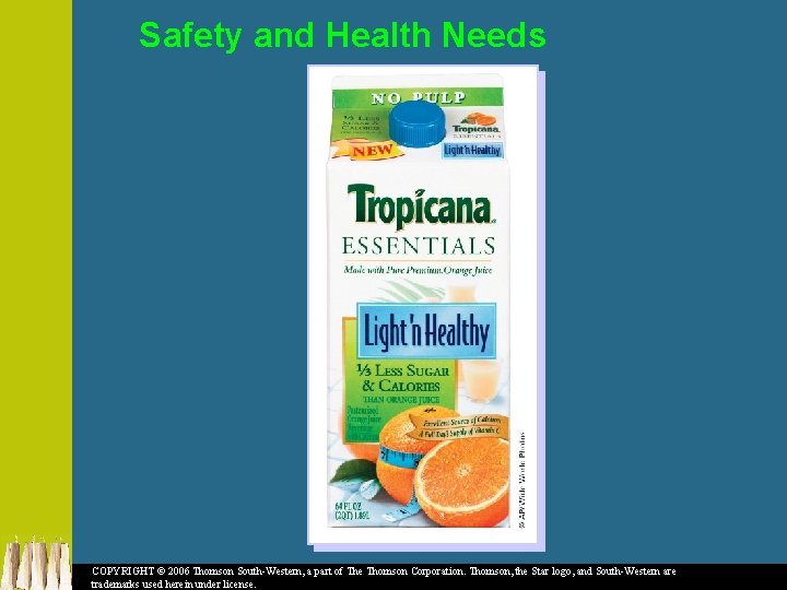 Safety and Health Needs COPYRIGHT © 2006 Thomson South-Western, a part of The Thomson