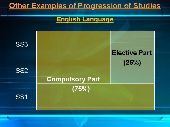 Other Examples of Progression of Studies English Language SS 3 Elective Part (25%) SS