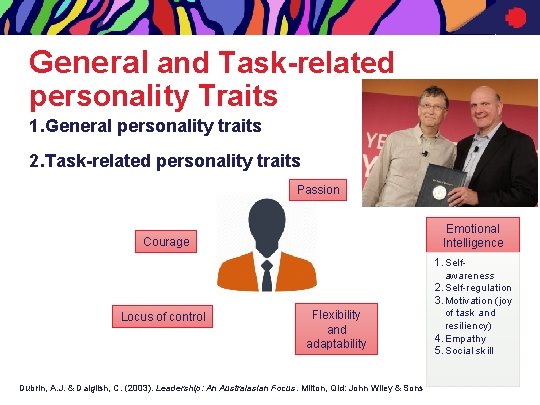 General and Task-related personality Traits 1. General personality traits 2. Task-related personality traits Passion