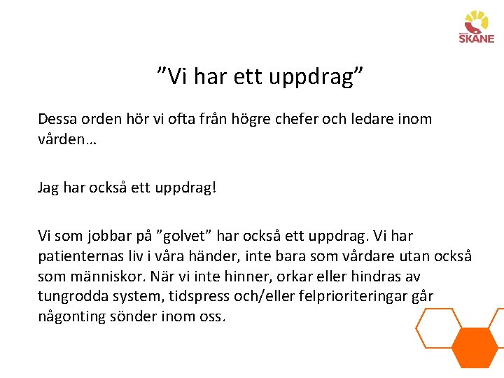 ”Vi har ett uppdrag” Dessa orden hör vi ofta från högre chefer och ledare