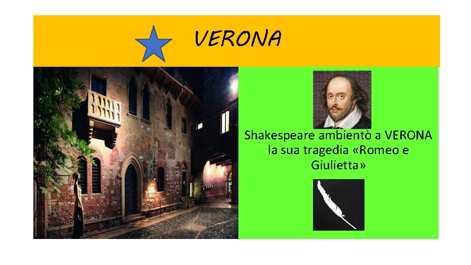 VERONA Shakespeare ambientò a VERONA la sua tragedia «Romeo e Giulietta» 