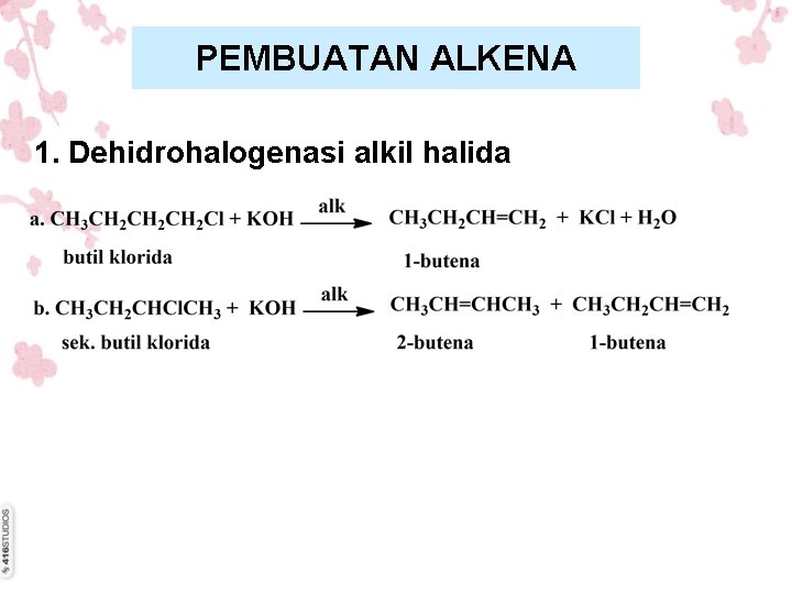 PEMBUATAN ALKENA 1. Dehidrohalogenasi alkil halida 