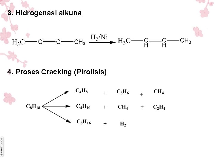 3. Hidrogenasi alkuna 4. Proses Cracking (Pirolisis) 