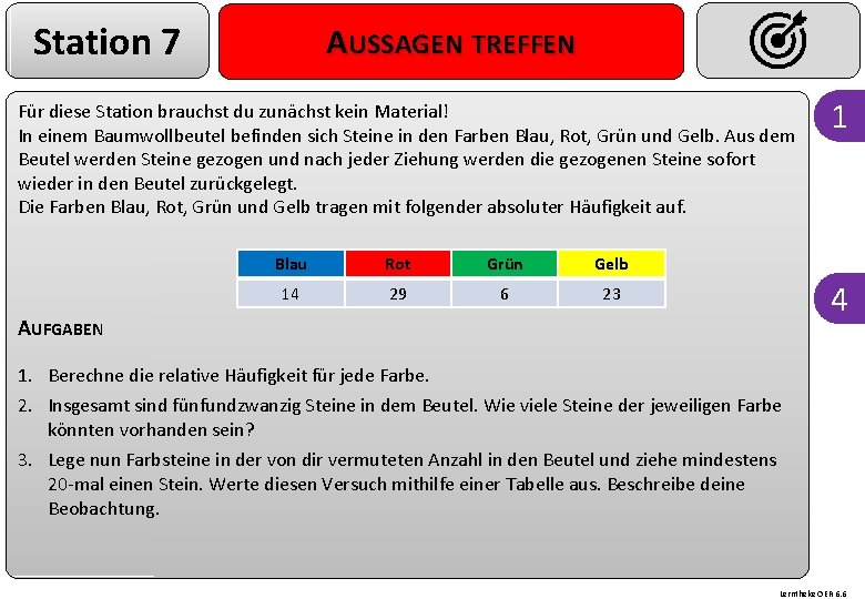 Station 7 AUSSAGEN TREFFEN Für diese Station brauchst du zunächst kein Material! In einem