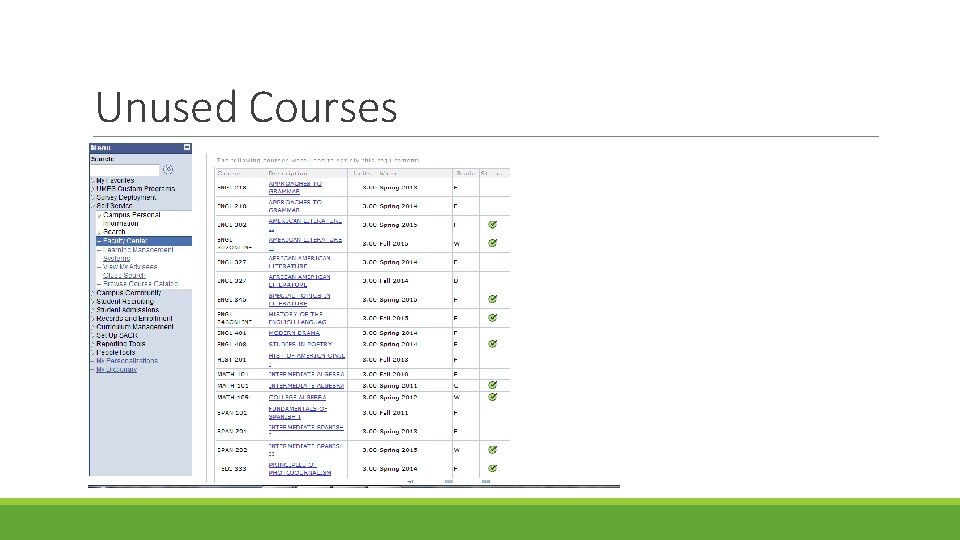 Unused Courses 