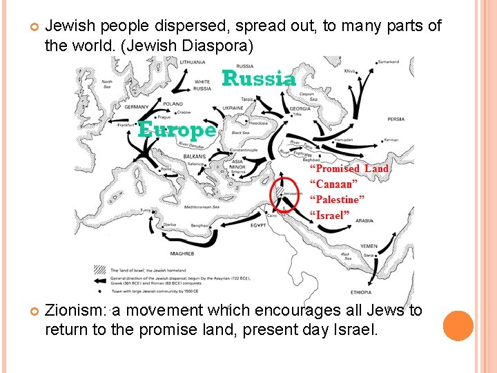  Jewish people dispersed, spread out, to many parts of the world. (Jewish Diaspora)