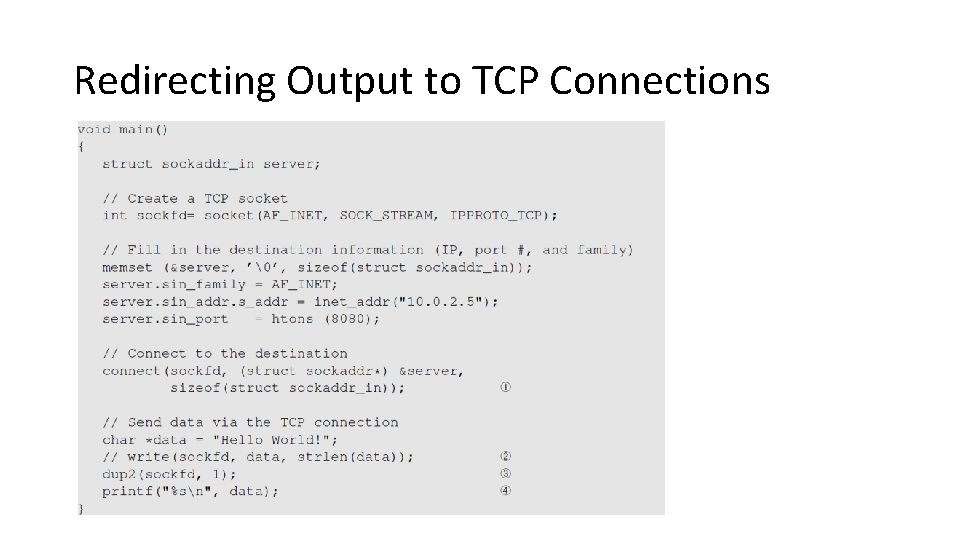 Redirecting Output to TCP Connections 
