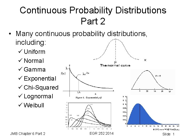 Continuous Probability Distributions Part 2 • Many continuous probability distributions, including: ü Uniform ü