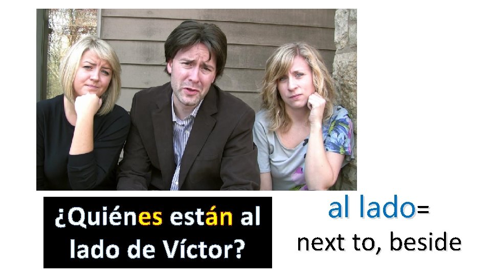 ¿Quiénes están al lado de Víctor? al lado= next to, beside 