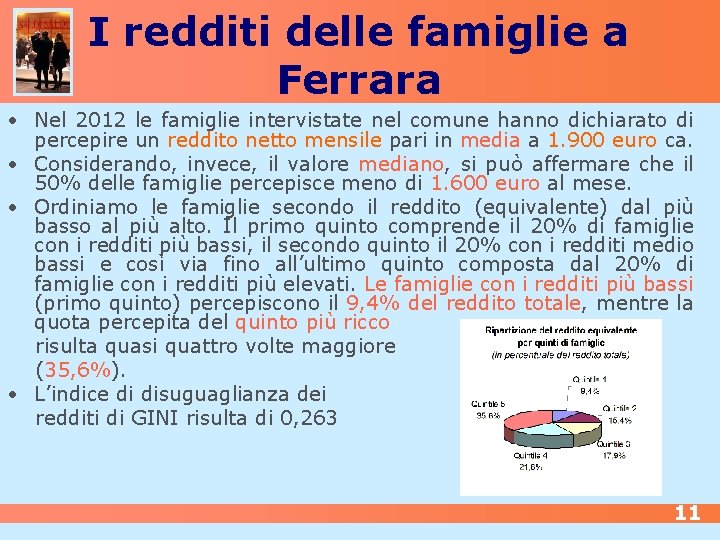 I redditi delle famiglie a Ferrara • Nel 2012 le famiglie intervistate nel comune