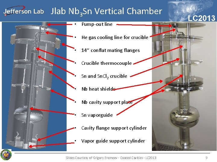 Jlab Nb 3 Sn Vertical Chamber • Pump-out line • He gas cooling line