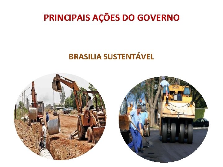 PRINCIPAIS AÇÕES DO GOVERNO BRASILIA SUSTENTÁVEL 