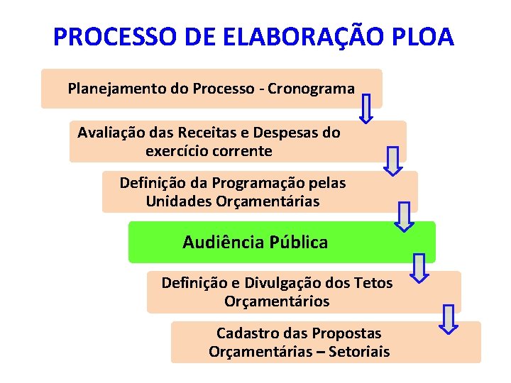 PROCESSO DE ELABORAÇÃO PLOA Planejamento do Processo - Cronograma Avaliação das Receitas e Despesas