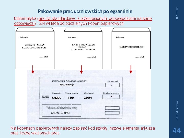 OKE Warszawa Matematyka (arkusz standardowy, z przeniesionymi odpowiedziami na kartę odpowiedzi) - ZN wkłada