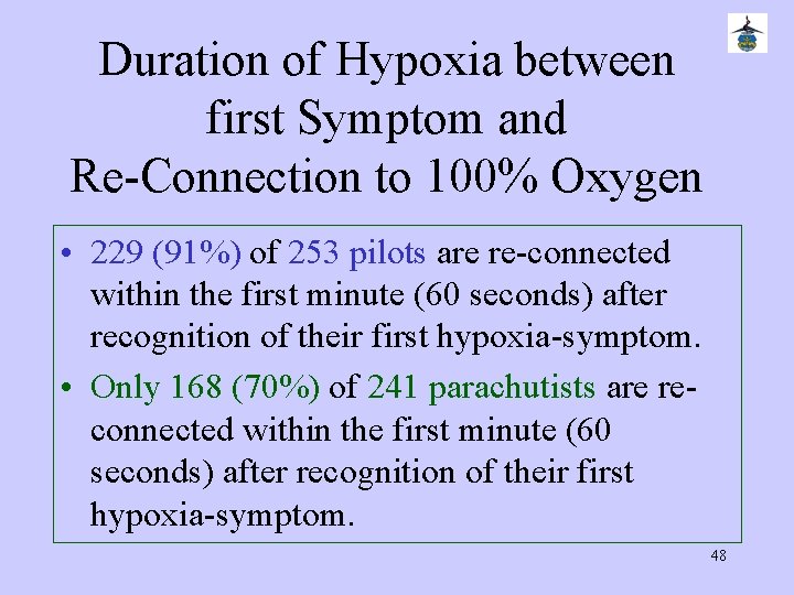 Duration of Hypoxia between first Symptom and Re-Connection to 100% Oxygen • 229 (91%)