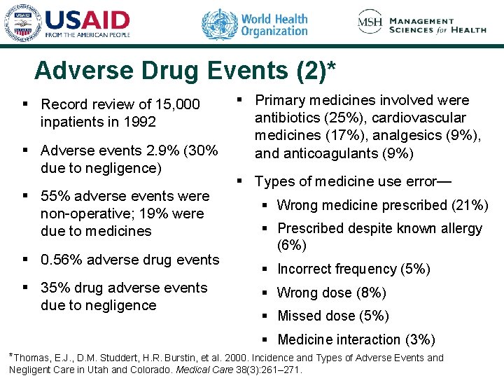Adverse Drug Events (2)* § Record review of 15, 000 inpatients in 1992 §